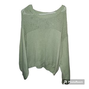 American Eagle Light Green Crochet Sweater